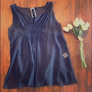 Antropologie Grey Chiffon Satin Tank